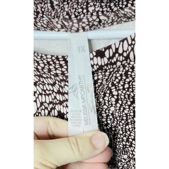 Melissa McCarthy Seven7 Tunic Top Sz 1x Blouse Burgundy Pebbled Faux Zip Womens - Picture 3 of 5